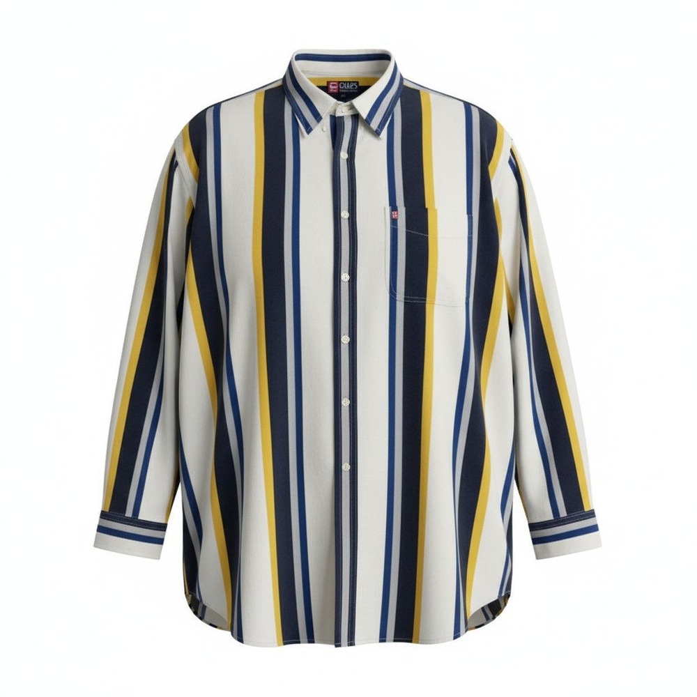 Chaps Ralph Lauren Mens Striped Button Down Shirt Cotton Casual 3XLT Large Tall